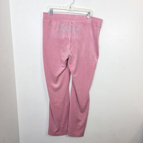 NEW Juicy Couture Pink OG Big Bling Y2K Girly Lounge Velour Track Pants Size XL - Picture 2 of 9